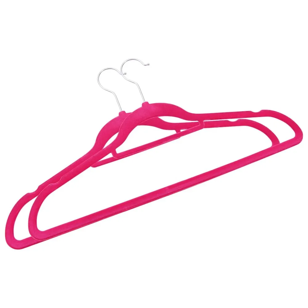 100 pcs Clothes Hanger Set Anti-slip Pink Velvet