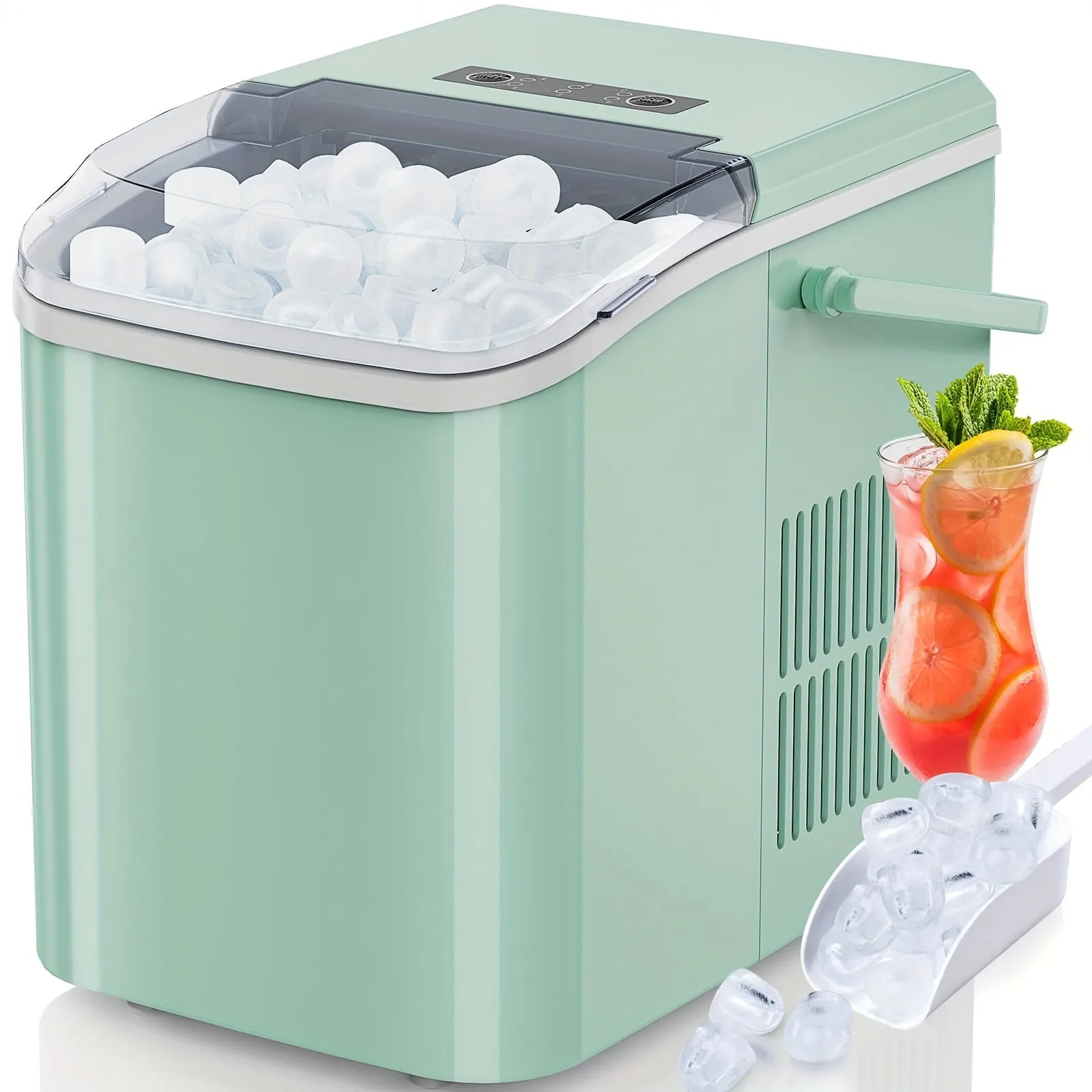 1pc Quick-Freeze Countertop Ice Maker - 9 Bullet Ice Cubes in 6 Mins, 26lbs Daily - Compact & Self-Cleaning for Parties