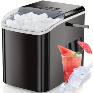 1pc Quick-Freeze Countertop Ice Maker - 9 Bullet Ice Cubes in 6 Mins, 26lbs Daily - Compact & Self-Cleaning for Parties