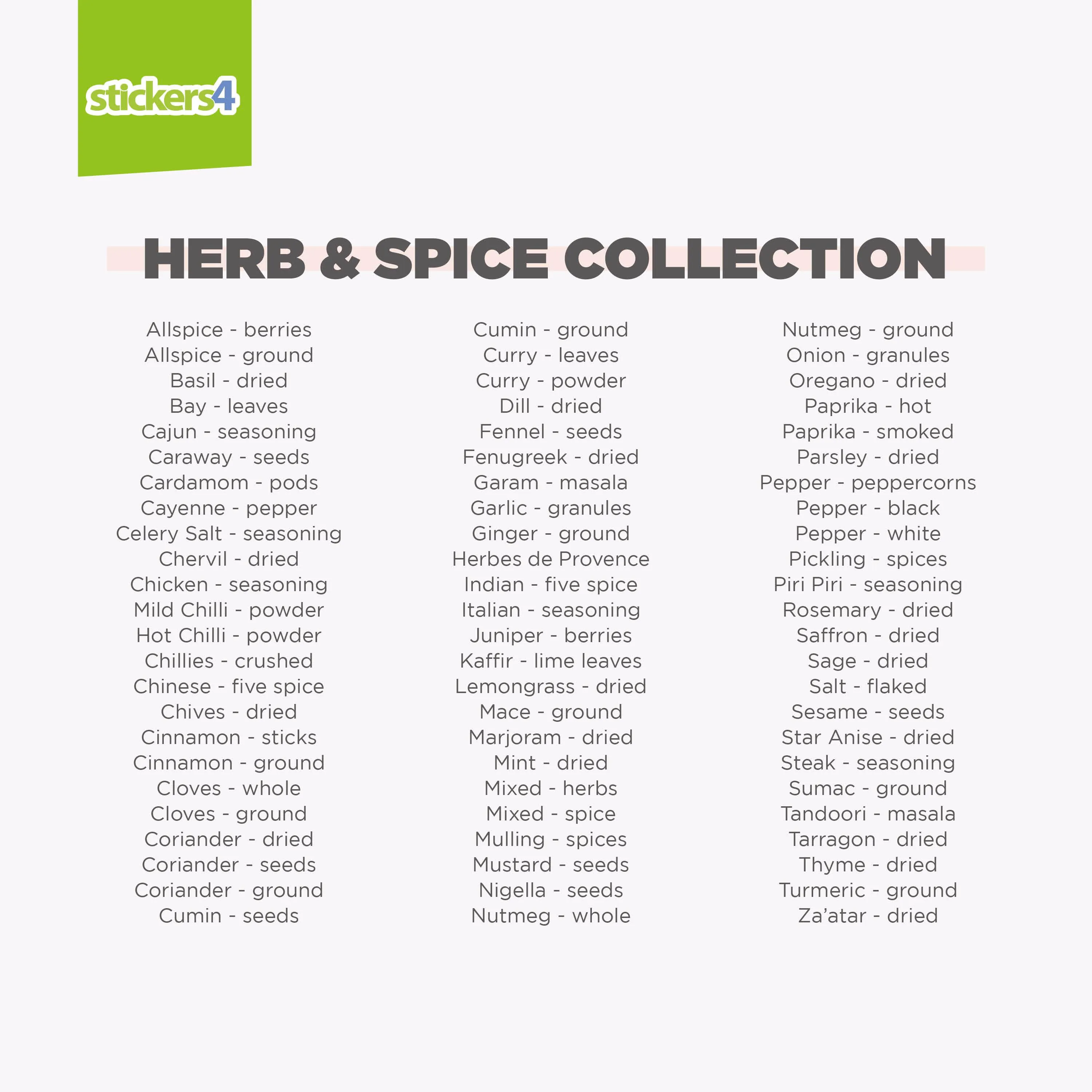 288 Pantry Labels - Full Collection Kitchen Labels