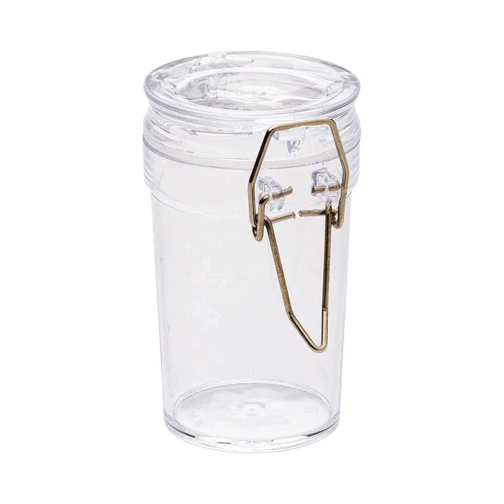 3 oz Clear Plastic Nostalgic Mason Jar - Clamp Lid - 2 3/4" x 1 3/4" x 3 1/4" - 10 count box