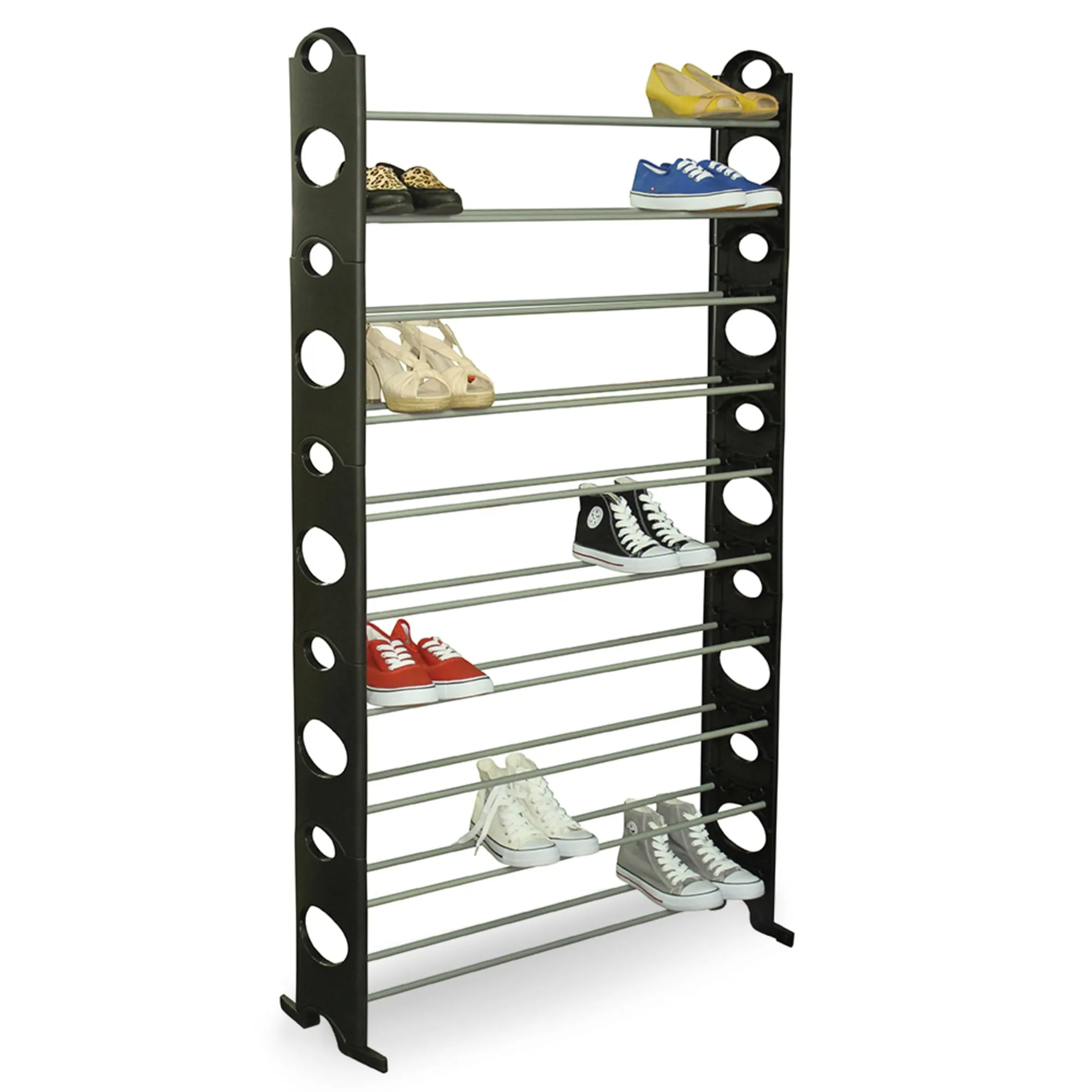 50 Pair Metal Shoe Rack, Black