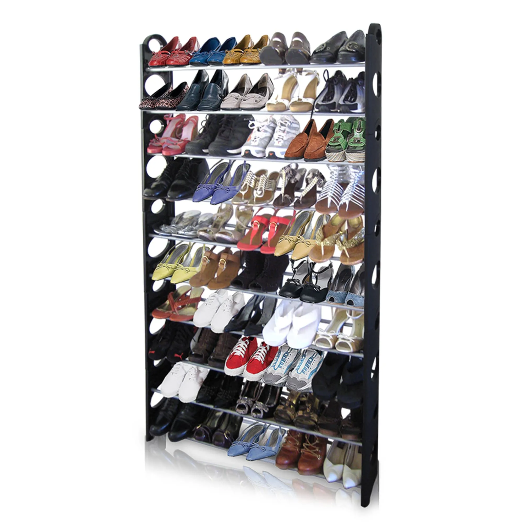 50 Pair Metal Shoe Rack, Black