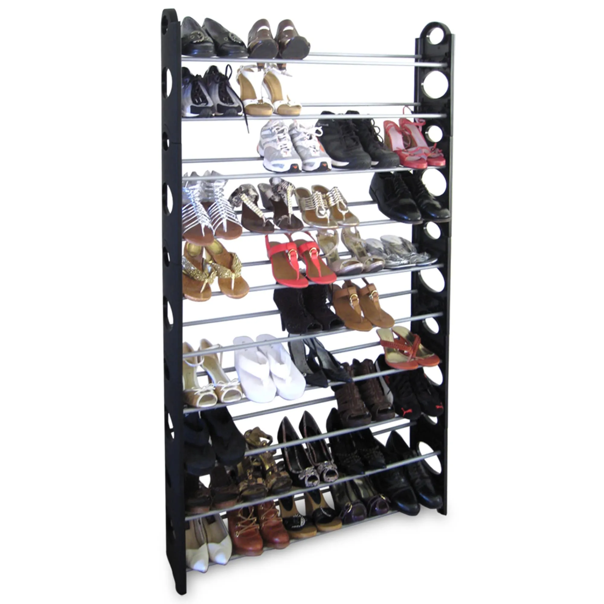 50 Pair Metal Shoe Rack, Black