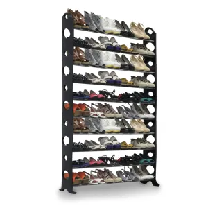 50 Pair Metal Shoe Rack, Black