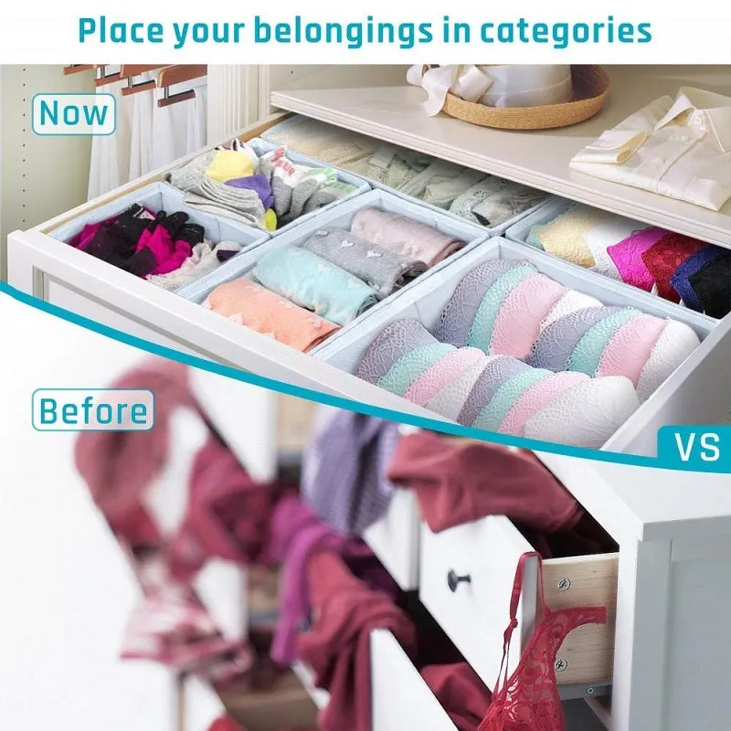 6 PCS Foldable Non-woven Underwear Socks Storage Box Set