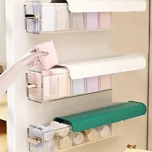 7877 Quirk Drawer Underwear Organizer Divider, Wall Mount 5 Cell Drawer Storage Boxes and Acrylic Organizers for Lingerie, Socks, Ties, Data Cable, Spices Organization and Storage.