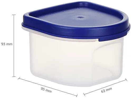 Amazon Brand - Solimo Modular Plastic Storage Containers with Lid, Set of 8 (250ml each), Blue