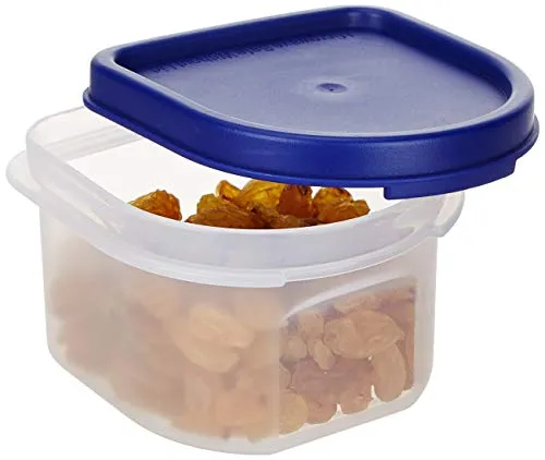 Amazon Brand - Solimo Modular Plastic Storage Containers with Lid, Set of 8 (250ml each), Blue