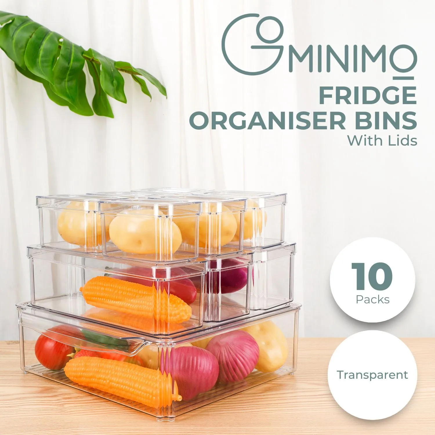 Anti-Slip Clear PET Stackable Fridge Bins Set - GOMINIMO