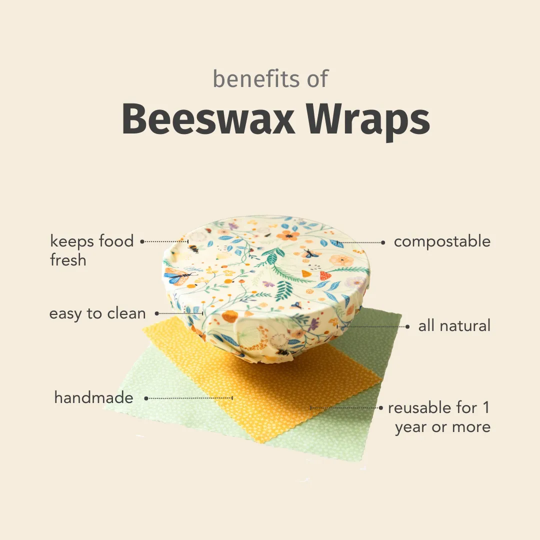 Beeswax Food Wraps: Cool Tones Set of 3