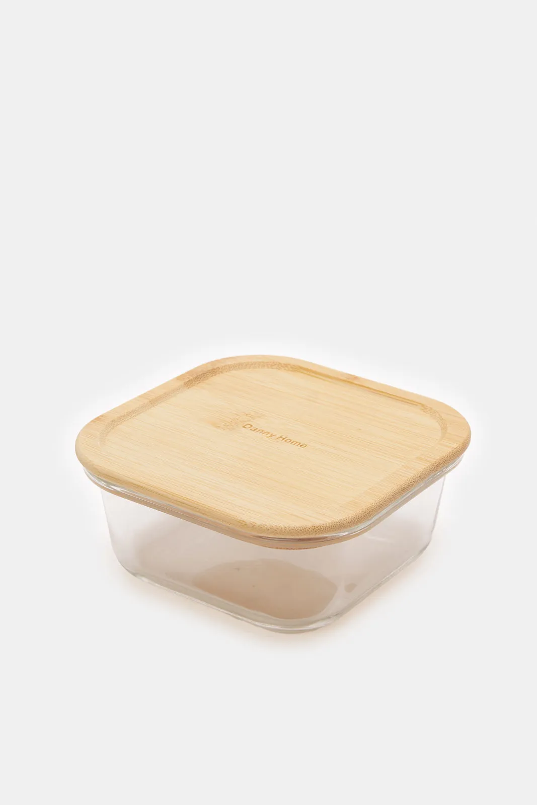 Beige Square Food Storage With Bamboo Lid (520ml)