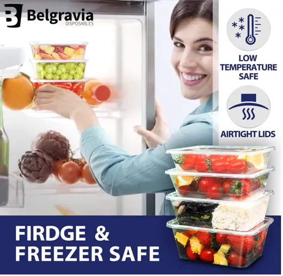 Belgravia Microwave Food Containers & Lids Size: 500ml-1000ml {50-1000 Units}