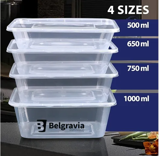 Belgravia Microwave Food Containers & Lids Size: 500ml-1000ml {50-1000 Units}