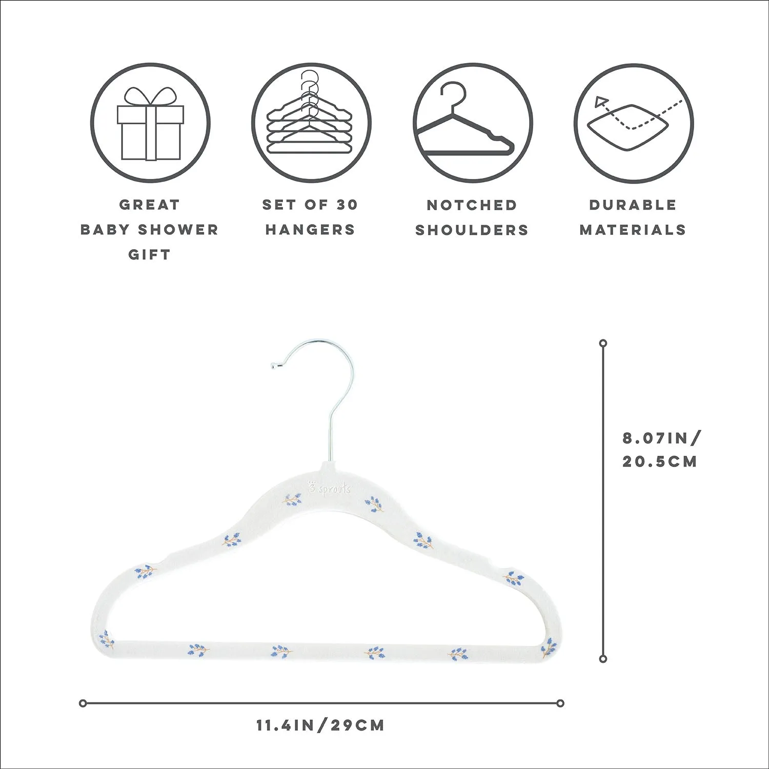 blueberry & cream velvet non-slip hangers (30 per set)