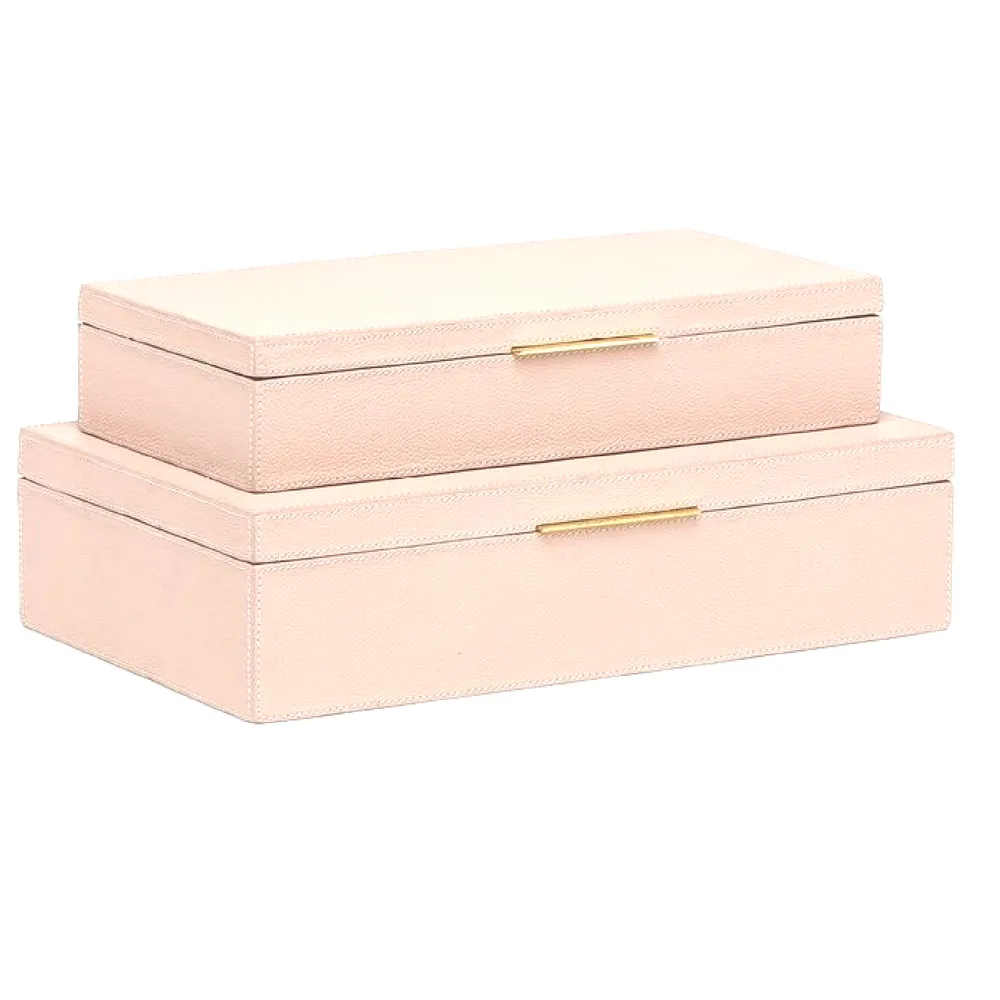 Blush Leather Ralston Boxes-Set of 2