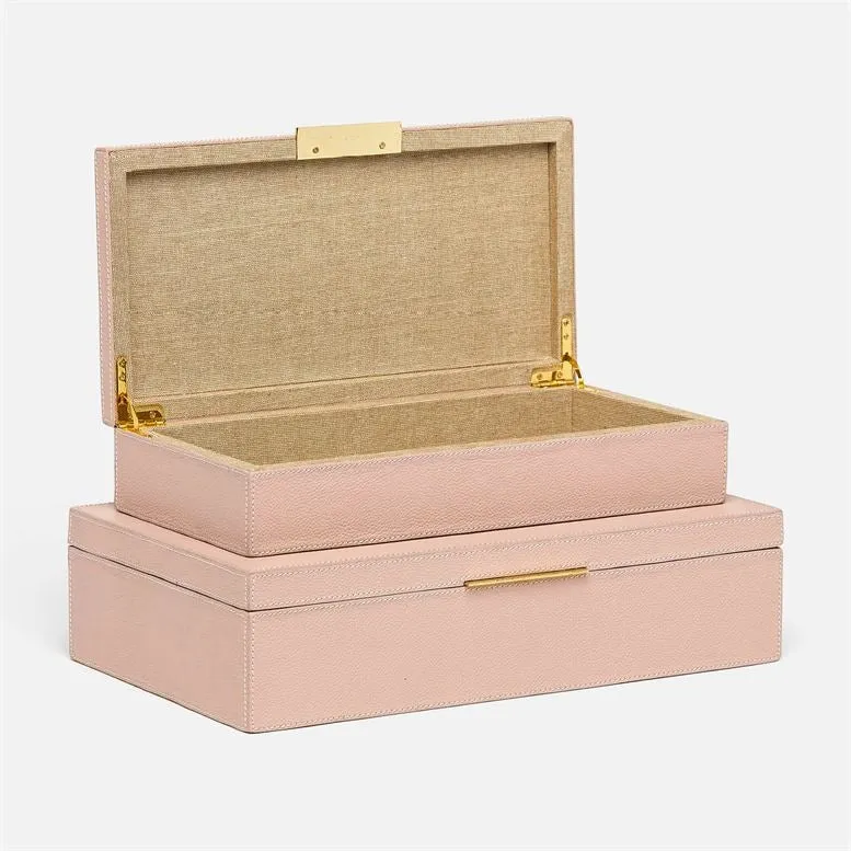 Blush Leather Ralston Boxes-Set of 2