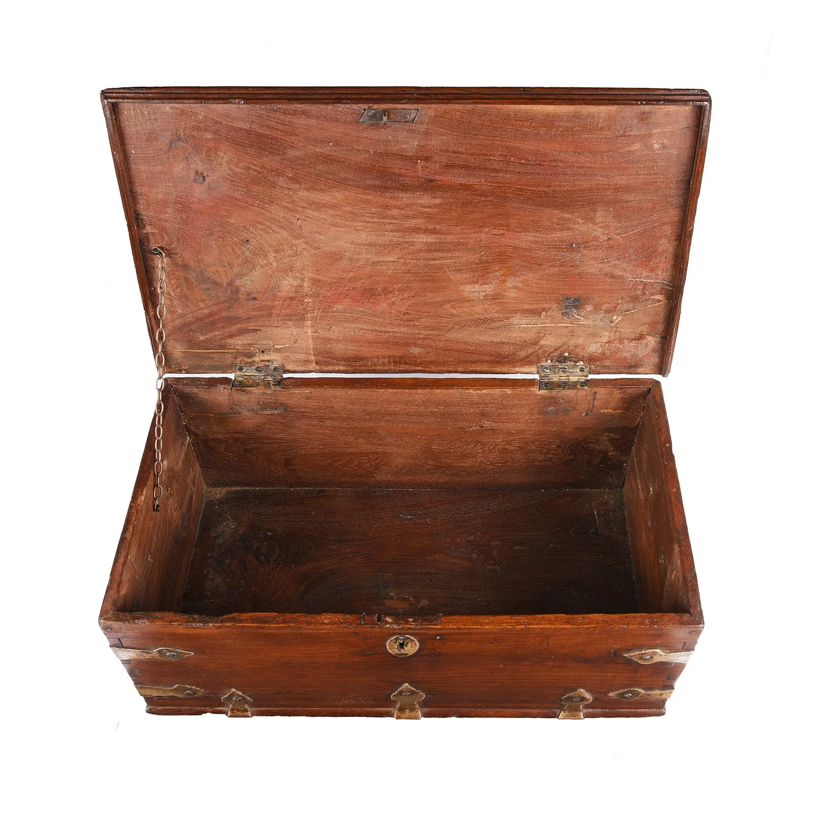 Brass Bound Teak Jewellery Box From Rajasthan - 19th Century