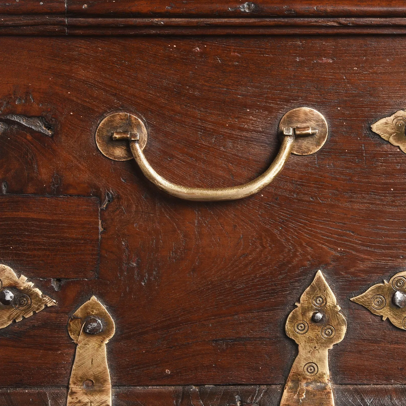 Brass Bound Teak Jewellery Box From Rajasthan - 19th Century