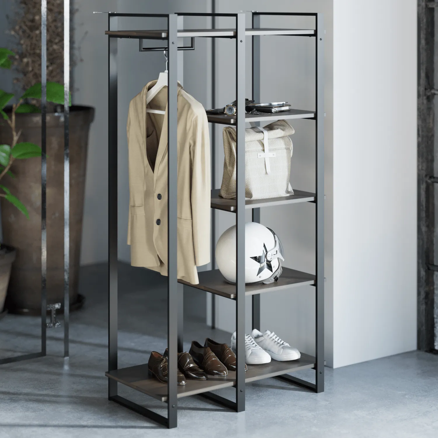 Brock Etagere Bookcase with Hanging Storage