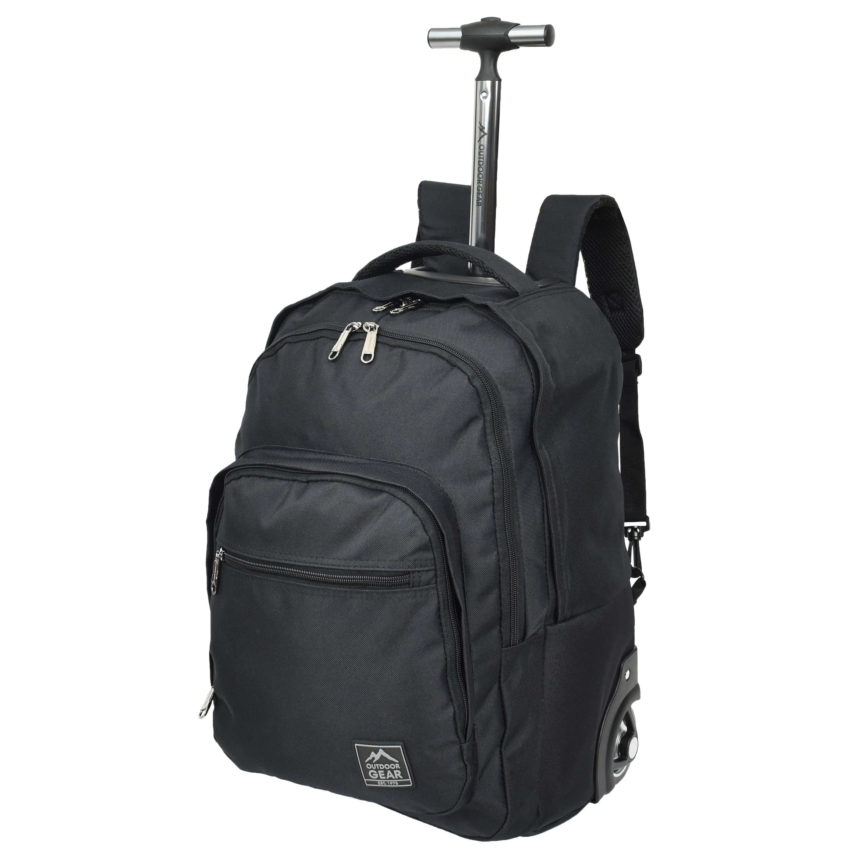 Cabin Size Backpack Wheels Hiking Trekking Telescopic Handle Vulcan Black