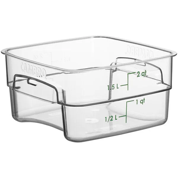 CAMBRO, POLYCARBONATE FOOD STORAGE SQUARE CONTAINER - GREEN 2 QT