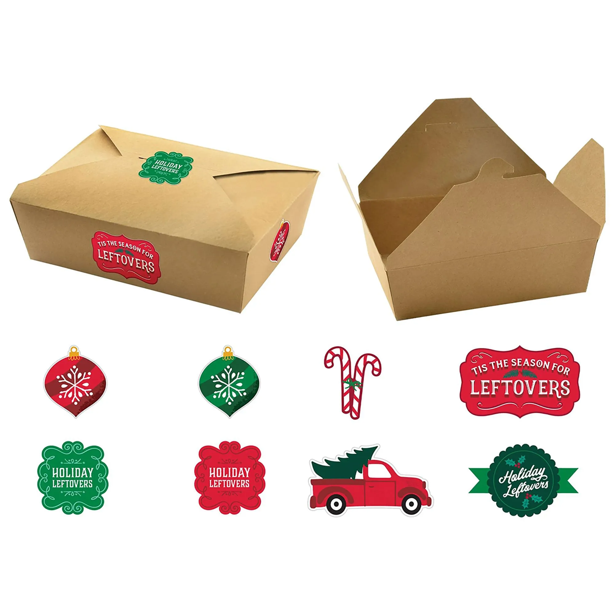 Christmas Food Containers with Stickers, 5 Count