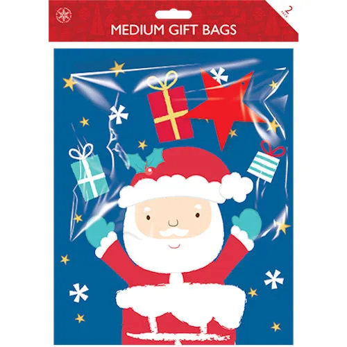 Christmas Medium Cute Gift Bags - Assorted Festive Present Wrapping Paper Santa Reindeer Snowflake