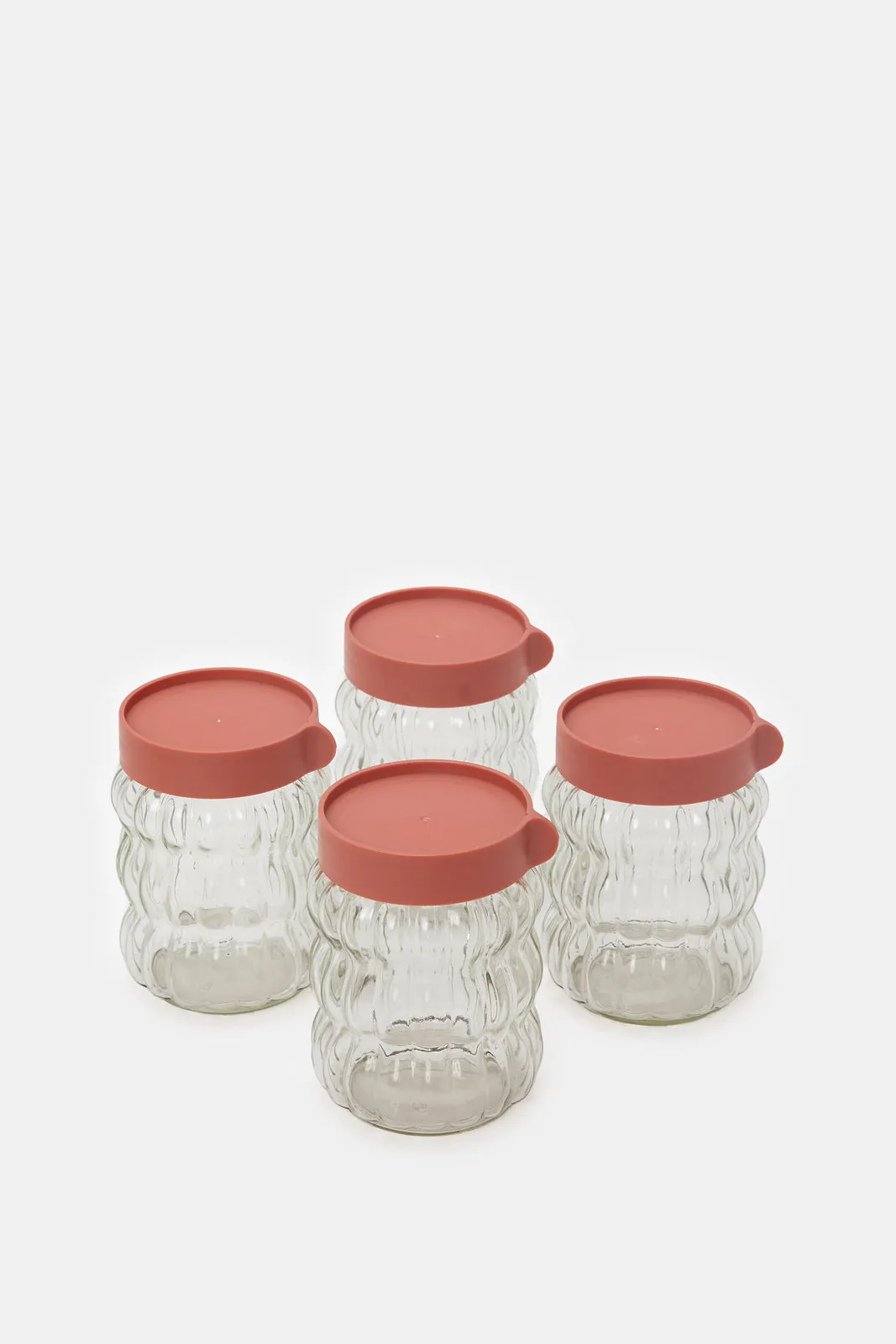 Clear Embossed Glass Canister Set (6 Piece)