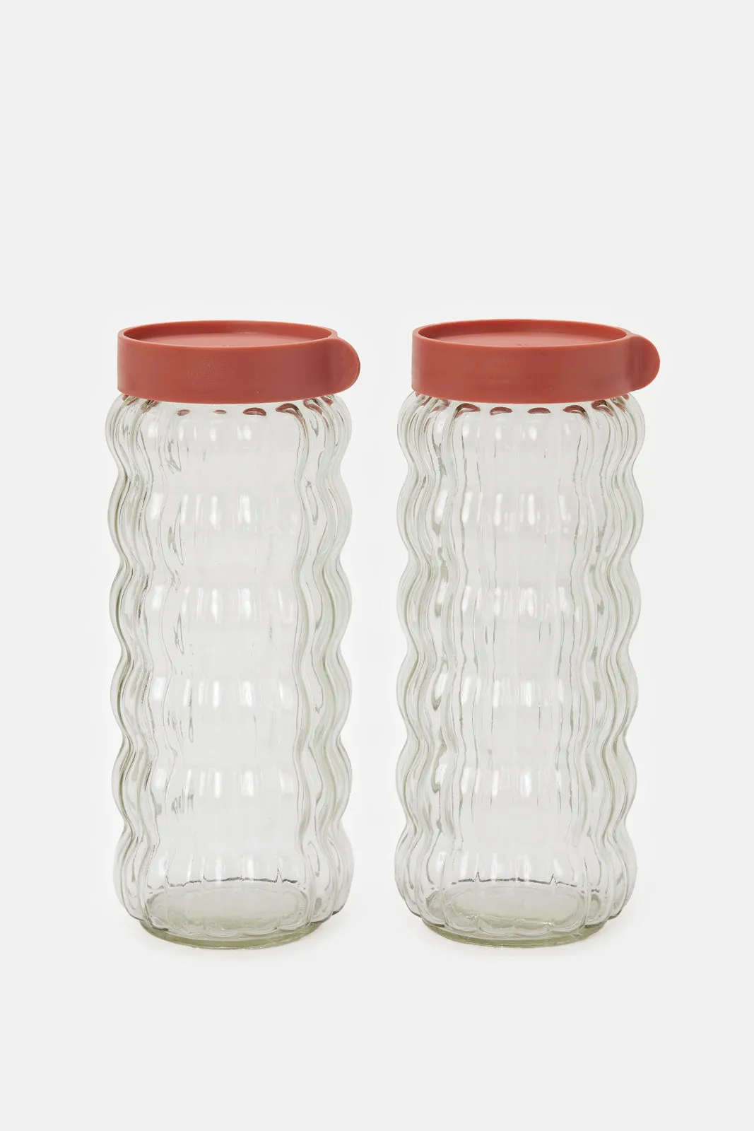 Clear Embossed Glass Canister Set (6 Piece)