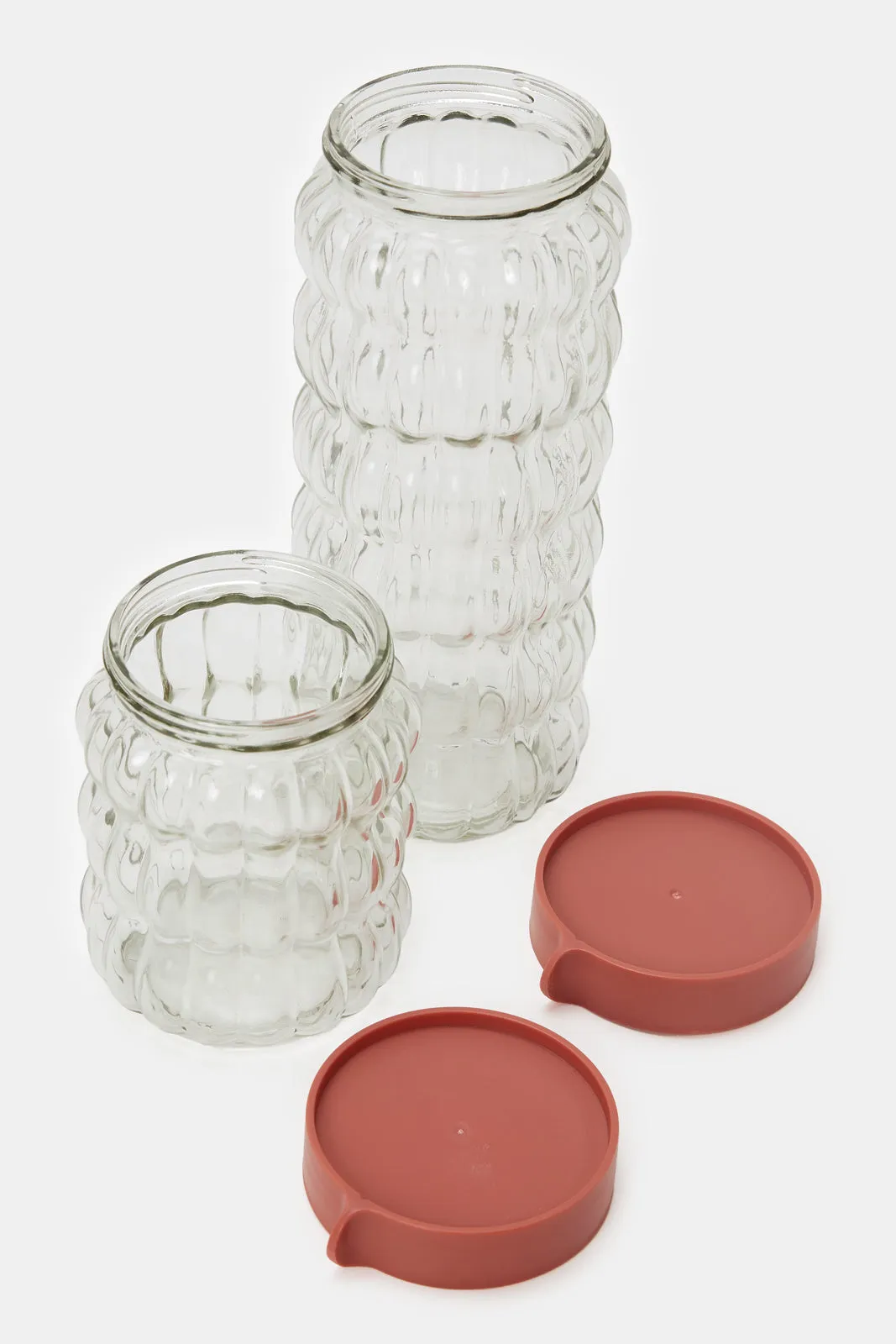 Clear Embossed Glass Canister Set (6 Piece)