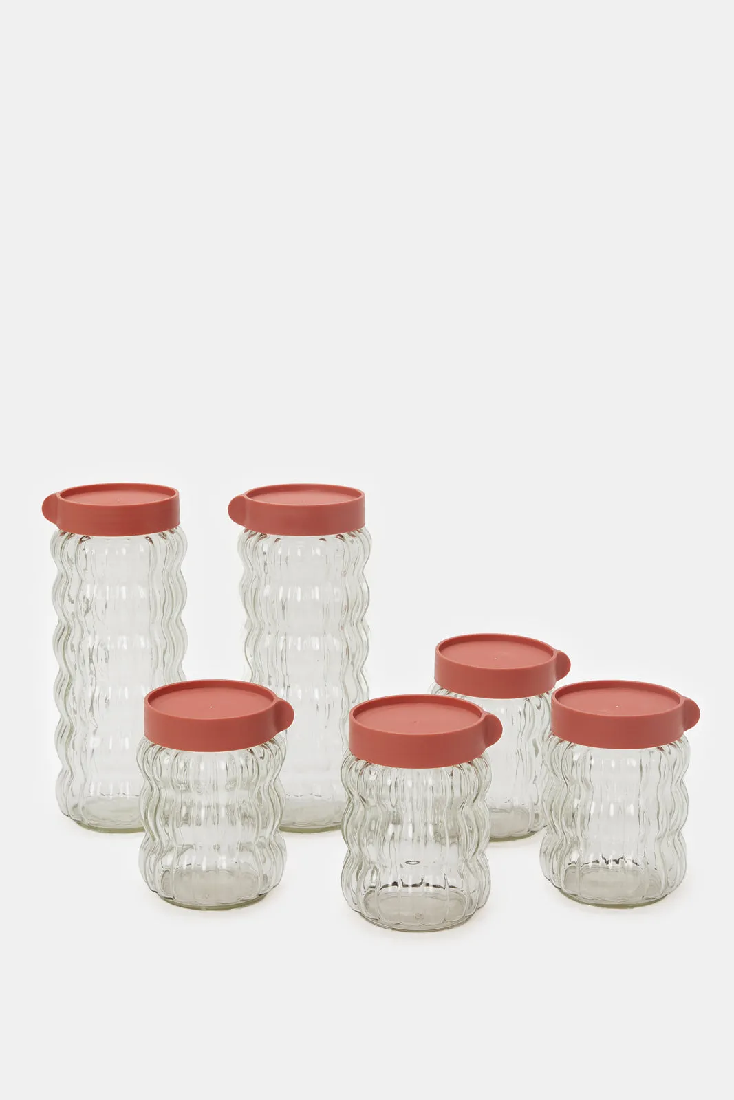 Clear Embossed Glass Canister Set (6 Piece)