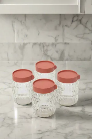 Clear Embossed Glass Canister Set (6 Piece)