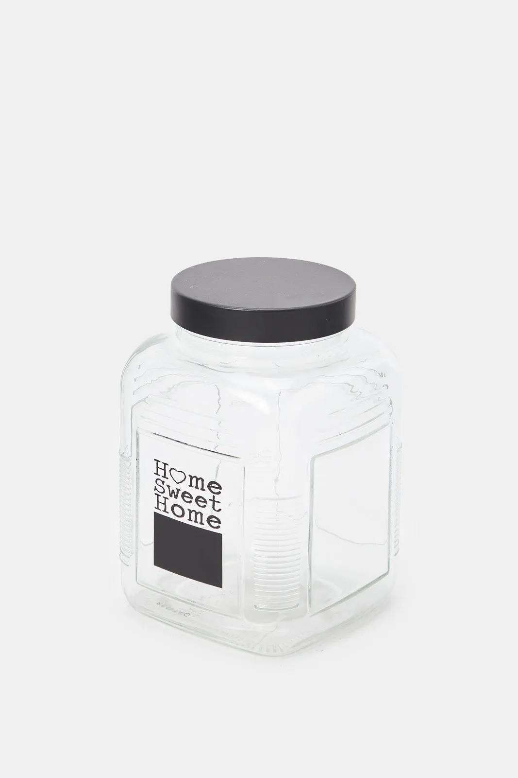 Clear Glass Printed Storage Jar (Medium)