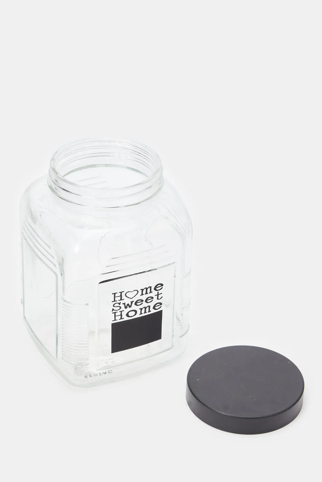 Clear Glass Printed Storage Jar (Medium)