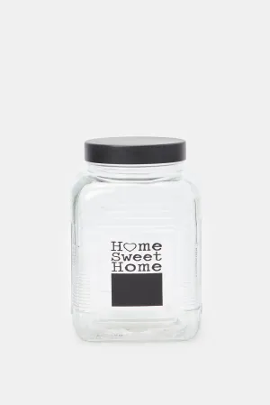 Clear Glass Printed Storage Jar (Medium)