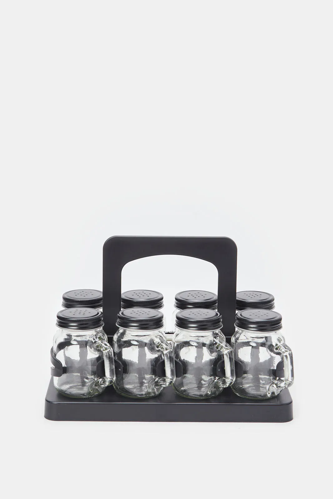 Clear Glass Spice Jar Set (9 Peice)