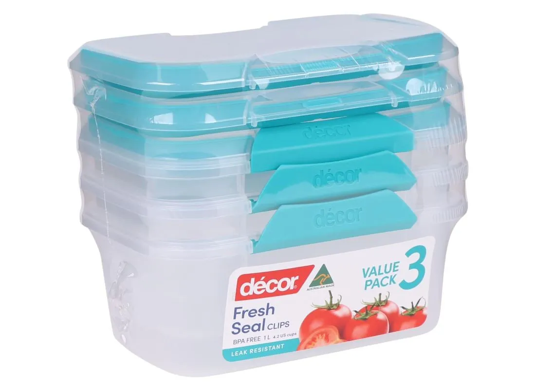 Décor® Fresh Seal Clips Oblong 1L – 3 Pack