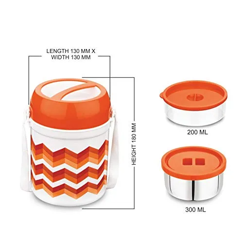 Diet Meal Stainless Steel Lunch Box, Set of 3, Orange