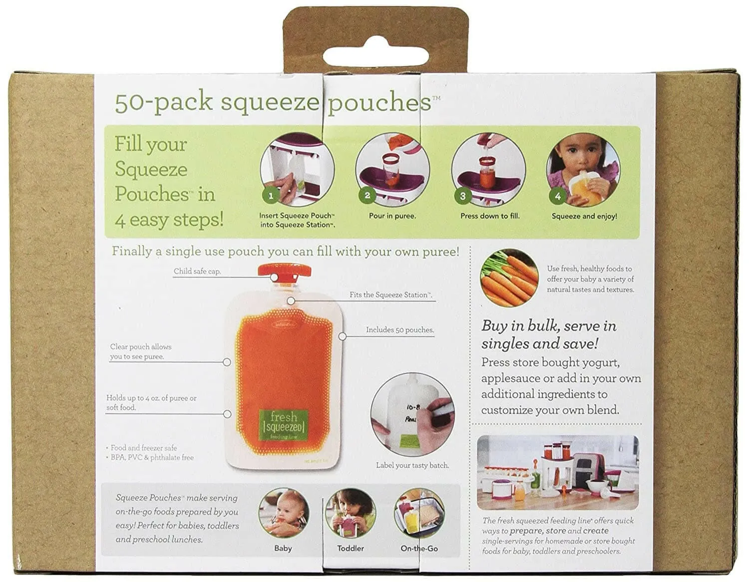 Disposable Squeeze Pouches by Infantino - Pack of 50