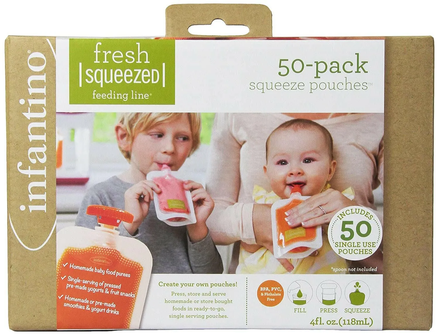 Disposable Squeeze Pouches by Infantino - Pack of 50