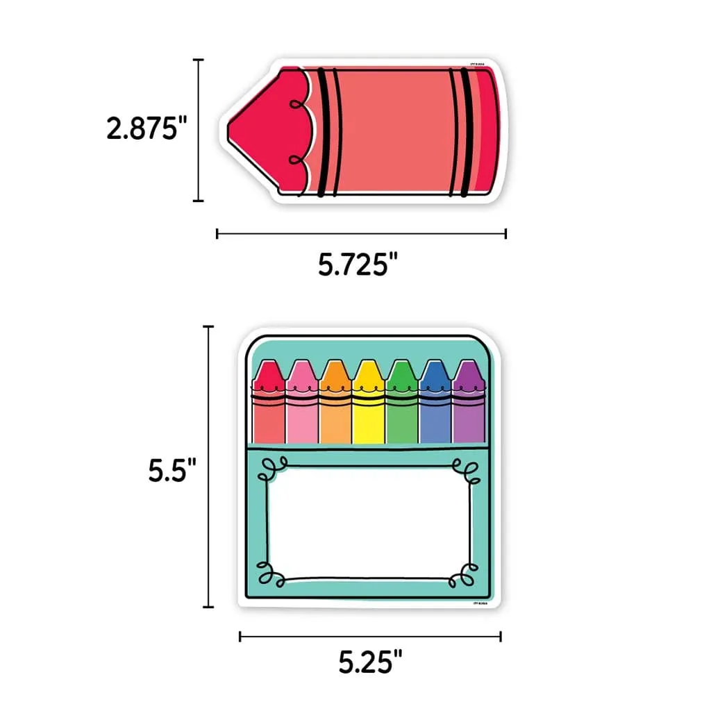 DOODLE CRAYONS (CORE DECOR) 6 INCH DESIGNER CUT OUTS