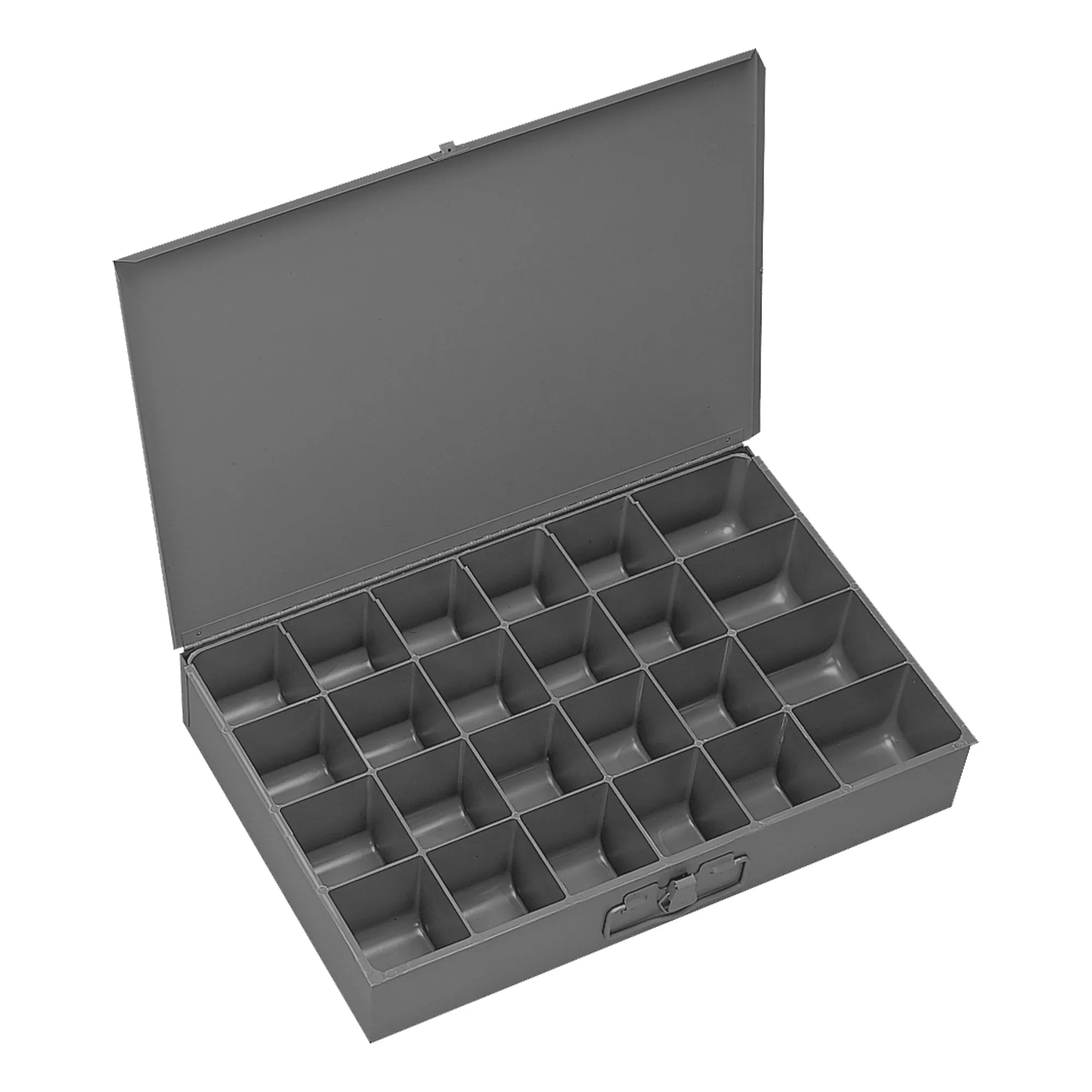 Durham Large, Steel, Compartment Box, 24 Compartments, Gray