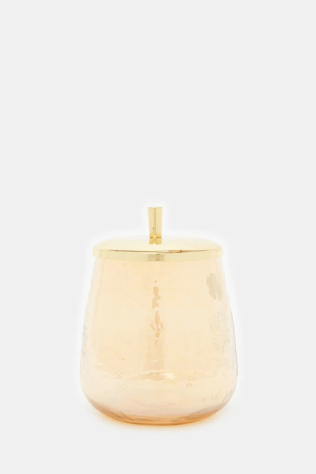 Gold Luster Hammered Glass Cotton Jar