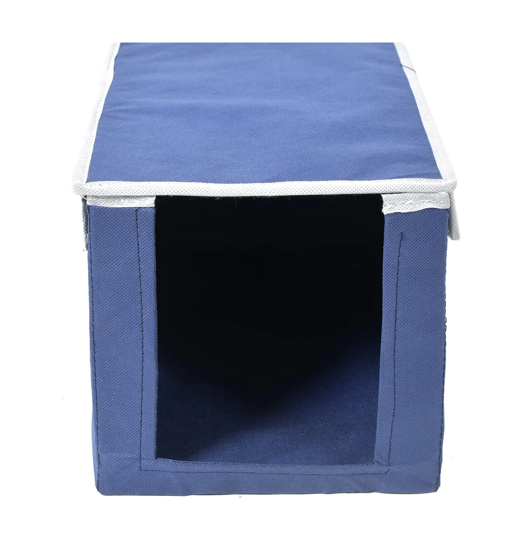 Heart Home Non-Woven Cloth Stacker Wardrobe Organizer/Bin With Carrying Handle & Lid- Pack of 2 (Navy Blue)-44HH0403