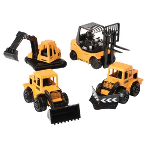 Heavy Duty Die-Cast Construction Vehicles | Set of 4 with Big Rolling Wheels