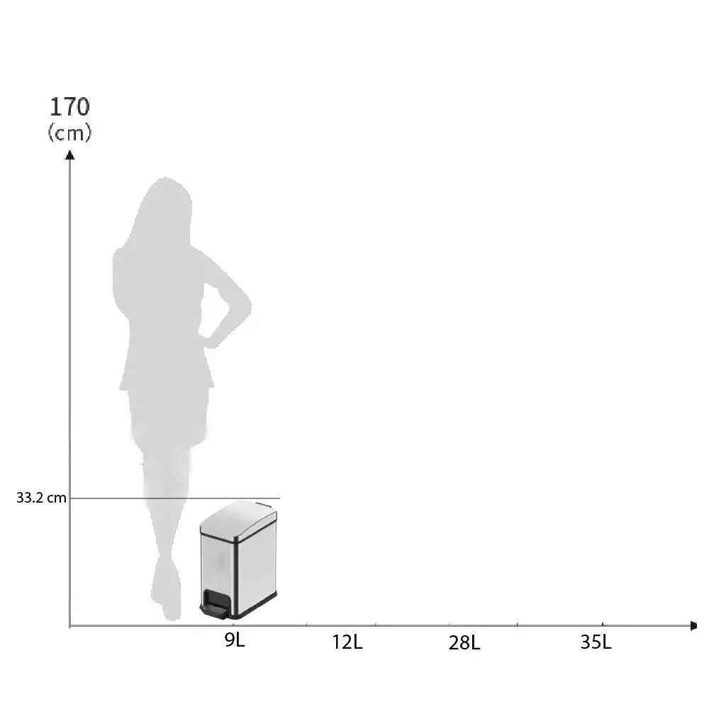 JAVA Slim Dustbin | COBBER | JH8867 | 8L | Steel Pedal Bin | Trash Bin | Dustbin for Kitchen