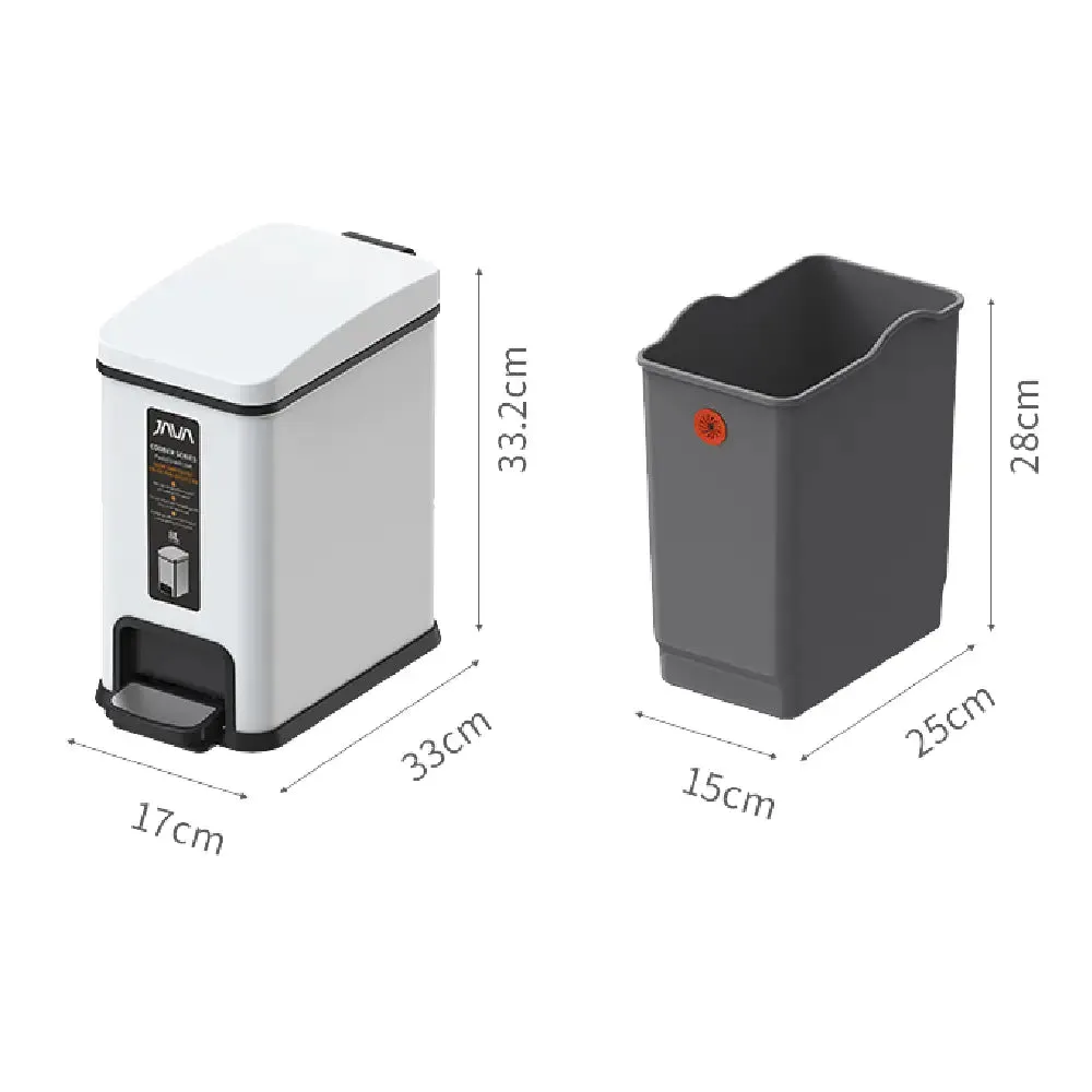 JAVA Slim Dustbin | COBBER | JH8867 | 8L | Steel Pedal Bin | Trash Bin | Dustbin for Kitchen