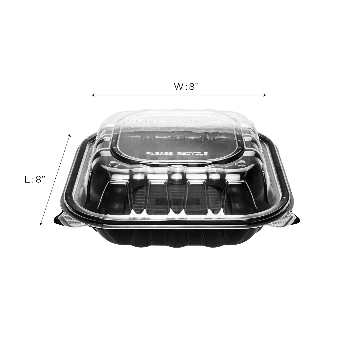 Karat 8"x 8" Premium PP Hinged Container - 150 pcs