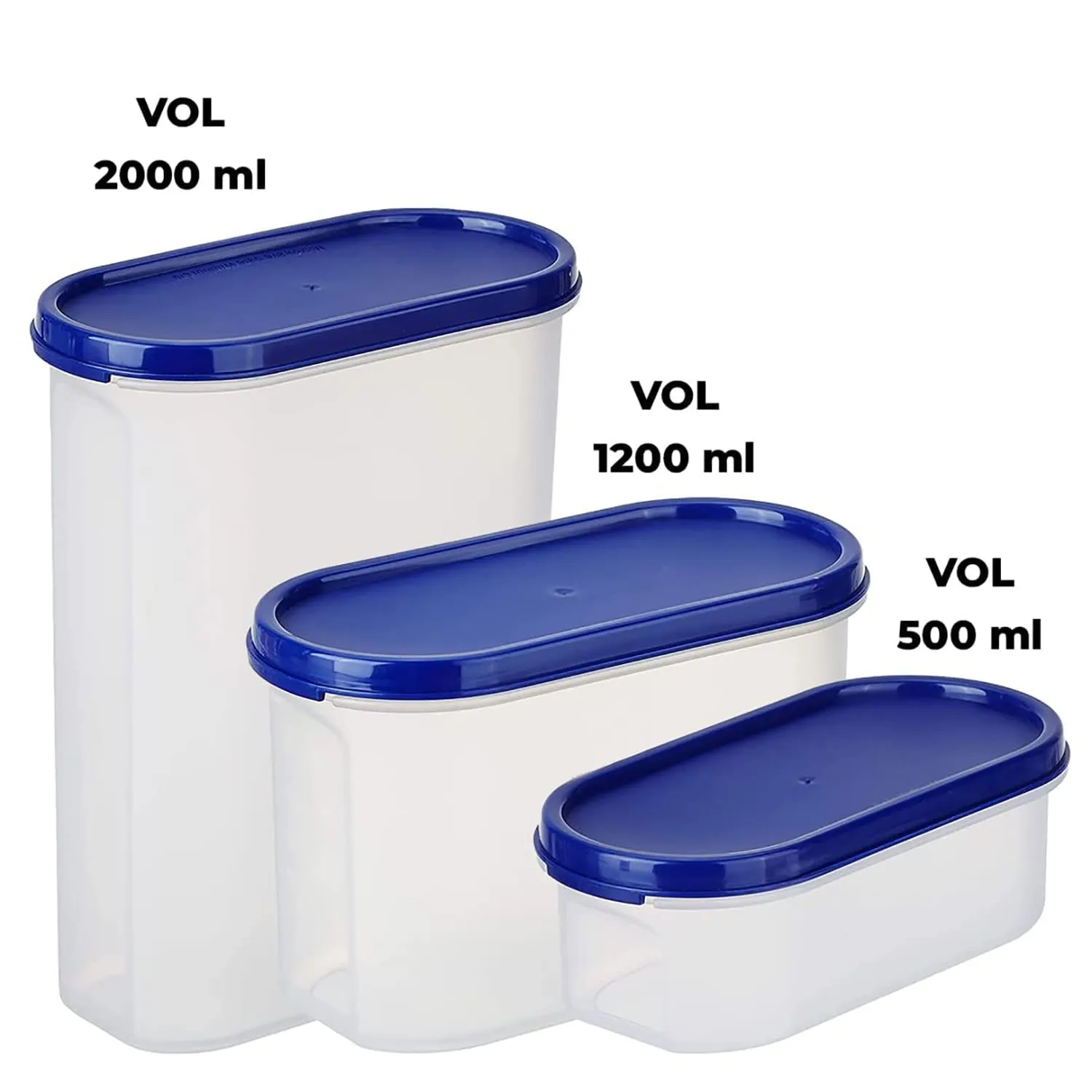 Kuber Industries Container for Kitchen Storage Set| Airtight Container, Multipurpose | Plastic Container Set of 3 | for Dry & Wet Food | 500 ml,1200 ml,2000 ml (Small-Medium-Large) (Pack of 4)